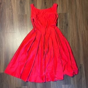 SOLD Unique Vintage Miss Lulo Red Swing Dress